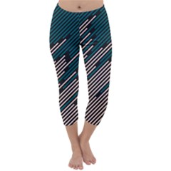 Abstract Diagonal Striped Lines Pattern Capri Winter Leggings 