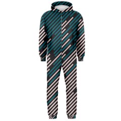 Abstract Diagonal Striped Lines Pattern Hooded Jumpsuit (men)