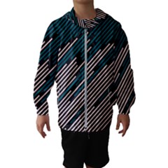 Abstract Diagonal Striped Lines Pattern Kids  Hooded Windbreaker