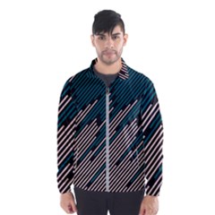 Abstract Diagonal Striped Lines Pattern Men s Windbreaker