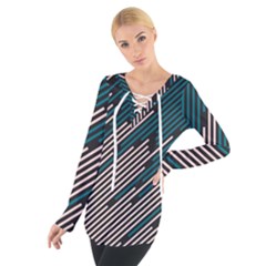 Abstract Diagonal Striped Lines Pattern Tie Up T-shirt by pakminggu