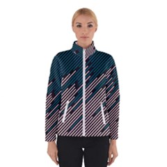 Abstract Diagonal Striped Lines Pattern Women s Bomber Jacket