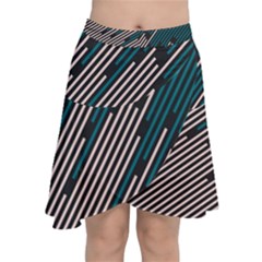 Abstract Diagonal Striped Lines Pattern Chiffon Wrap Front Skirt by pakminggu