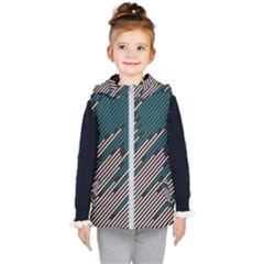 Abstract Diagonal Striped Lines Pattern Kids  Hooded Puffer Vest