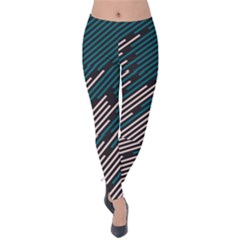 Abstract Diagonal Striped Lines Pattern Velvet Leggings