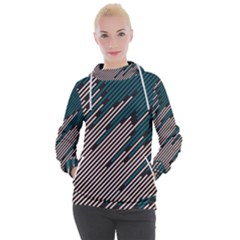 Abstract Diagonal Striped Lines Pattern Women s Hooded Pullover