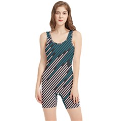 Abstract Diagonal Striped Lines Pattern Women s Wrestling Singlet by pakminggu