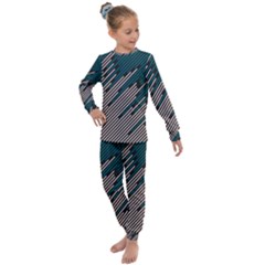 Abstract Diagonal Striped Lines Pattern Kids  Long Sleeve Set 