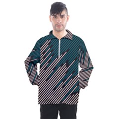 Abstract Diagonal Striped Lines Pattern Men s Half Zip Pullover