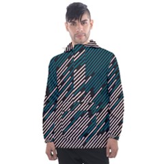 Abstract Diagonal Striped Lines Pattern Men s Front Pocket Pullover Windbreaker