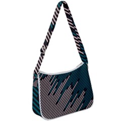 Abstract Diagonal Striped Lines Pattern Zip Up Shoulder Bag by pakminggu