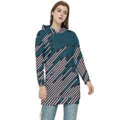 Abstract Diagonal Striped Lines Pattern Women s Long Oversized Pullover Hoodie