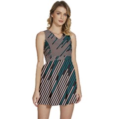 Abstract Diagonal Striped Lines Pattern Sleeveless High Waist Mini Dress by pakminggu