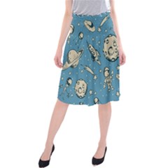 Space Objects Nursery Pattern Midi Beach Skirt by pakminggu