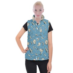 Space Objects Nursery Pattern Women s Button Up Vest