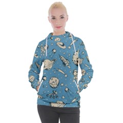 Space Objects Nursery Pattern Women s Hooded Pullover