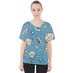 Space Objects Nursery Pattern V-neck Dolman Drape Top by pakminggu