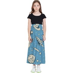 Space Objects Nursery Pattern Kids  Flared Maxi Skirt by pakminggu