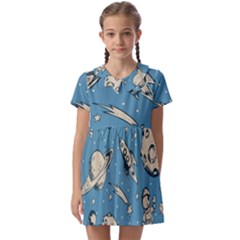 Space Objects Nursery Pattern Kids  Asymmetric Collar Dress by pakminggu