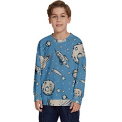 Space Objects Nursery Pattern Kids  Crewneck Sweatshirt