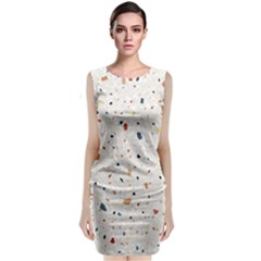 Terrazzo Natural Stone Pattern Art Sleeveless Velvet Midi Dress