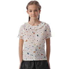 Terrazzo Natural Stone Pattern Art Kids  Frill Chiffon Blouse by pakminggu