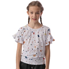 Terrazzo Natural Stone Pattern Art Kids  Cut Out Flutter Sleeves by pakminggu