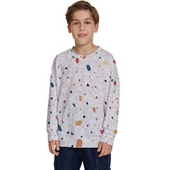 Terrazzo Natural Stone Pattern Art Kids  Crewneck Sweatshirt