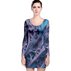 Abstract Trims Long Sleeve Velvet Bodycon Dress