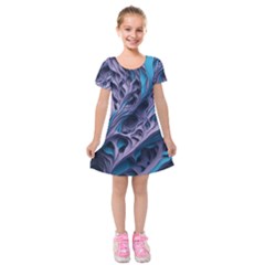 Abstract Trims Kids  Short Sleeve Velvet Dress