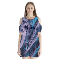 Abstract Trims Shoulder Cutout Velvet One Piece