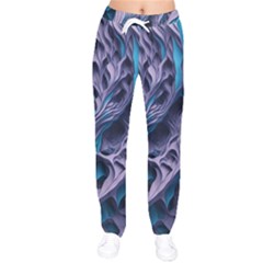 Abstract Trims Women Velvet Drawstring Pants