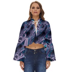 Abstract Trims Boho Long Bell Sleeve Top