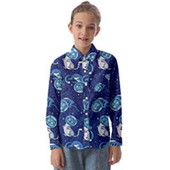 Cat Spacesuit Space Suit Astronauts Kids  Long Sleeve Shirt by pakminggu