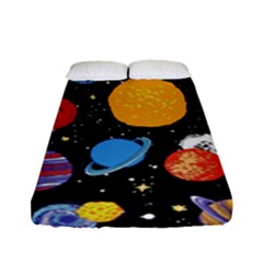 Circle Illustration Space Art Cute Pattern Fitted Sheet (full/ Double Size) by pakminggu