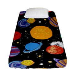 Circle Illustration Space Art Cute Pattern Fitted Sheet (single Size) by pakminggu