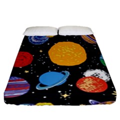 Circle Illustration Space Art Cute Pattern Fitted Sheet (queen Size) by pakminggu