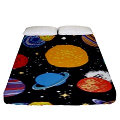 Circle Illustration Space Art Cute Pattern Fitted Sheet (king Size) by pakminggu