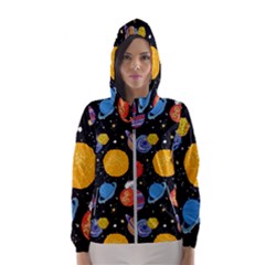 Circle Illustration Space Art Cute Pattern Women s Hooded Windbreaker