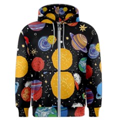 Circle Illustration Space Art Cute Pattern Men s Zipper Hoodie