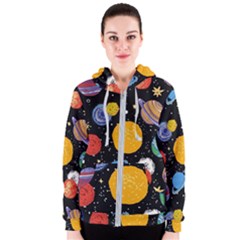 Circle Illustration Space Art Cute Pattern Women s Zipper Hoodie