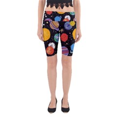 Circle Illustration Space Art Cute Pattern Yoga Cropped Leggings by pakminggu