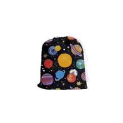 Circle Illustration Space Art Cute Pattern Drawstring Pouch (xs) by pakminggu