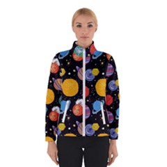 Circle Illustration Space Art Cute Pattern Women s Bomber Jacket