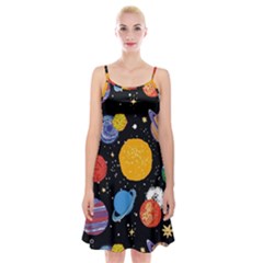 Circle Illustration Space Art Cute Pattern Spaghetti Strap Velvet Dress