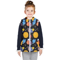 Circle Illustration Space Art Cute Pattern Kids  Hooded Puffer Vest