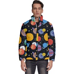 Circle Illustration Space Art Cute Pattern Men s Puffer Bubble Jacket Coat by pakminggu