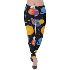 Circle Illustration Space Art Cute Pattern Velvet Leggings