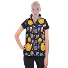 Circle Illustration Space Art Cute Pattern Women s Button Up Vest