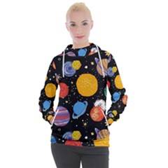 Circle Illustration Space Art Cute Pattern Women s Hooded Pullover